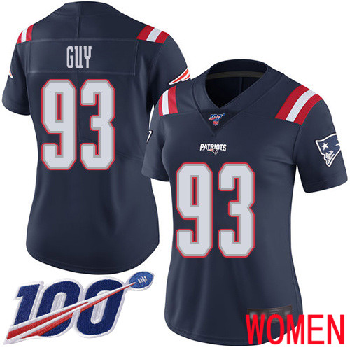 New England Patriots Football 93 100th Season Limited Navy Blue Women Lawrence Guy NFL Jersey